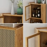 Hutch Natural Corner Cabinet 2-Door with Rattan - Image 4