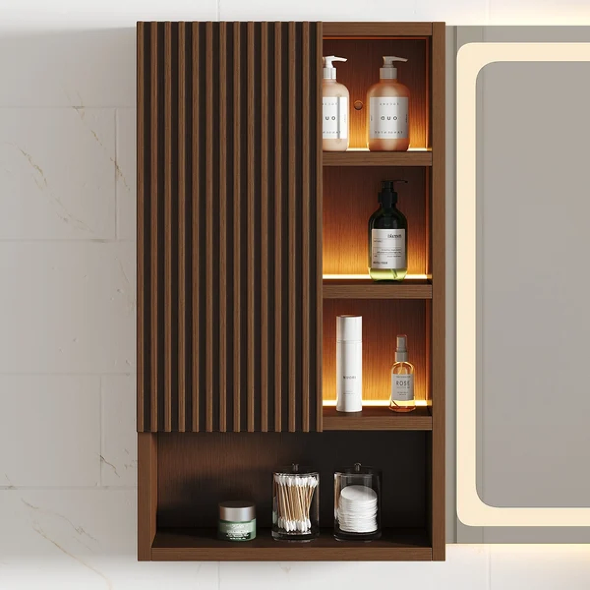 Julia lighted bathroom mirror with moving back storage - Image 3