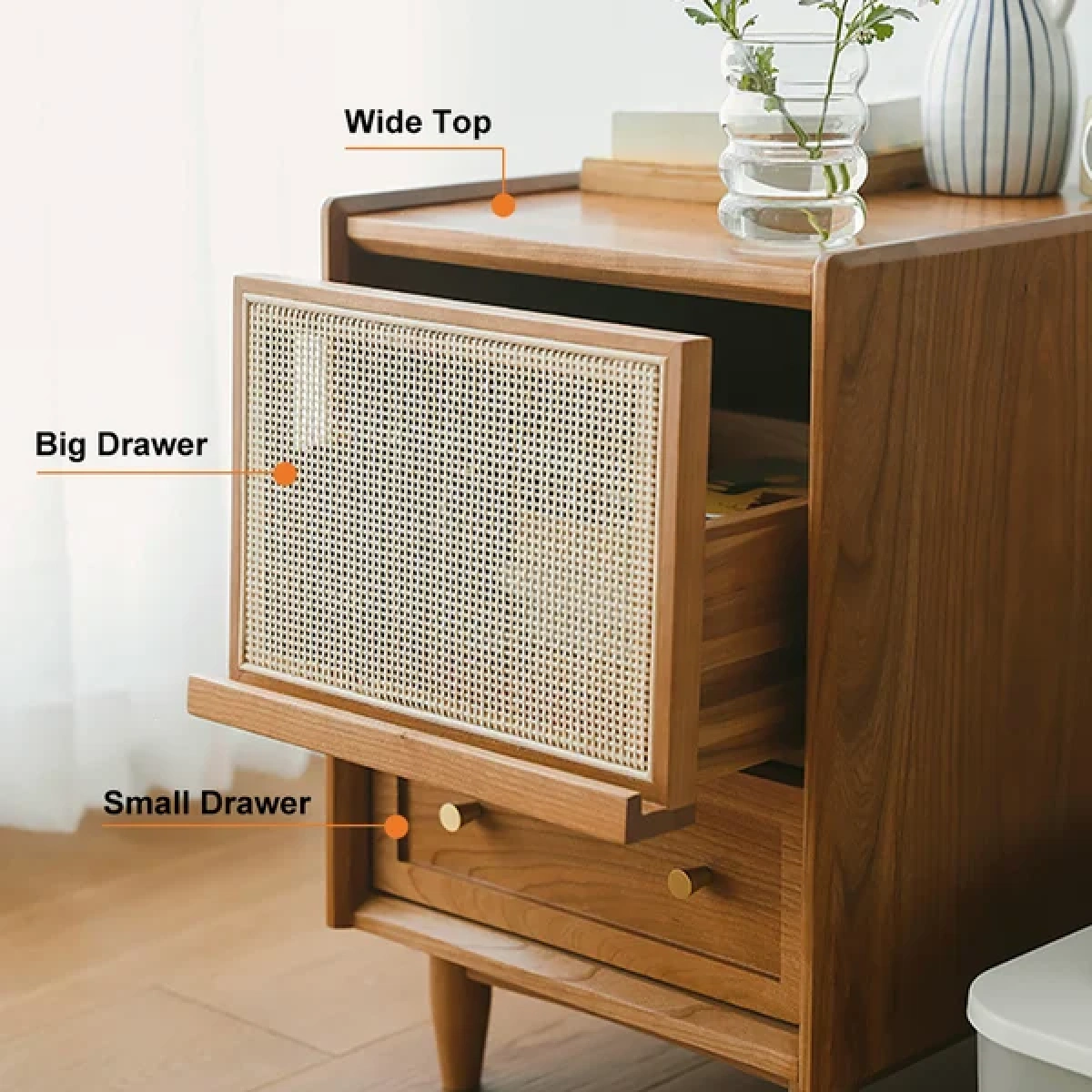 Avvelo Rattan Nightstand - 2 drawers - Image 2