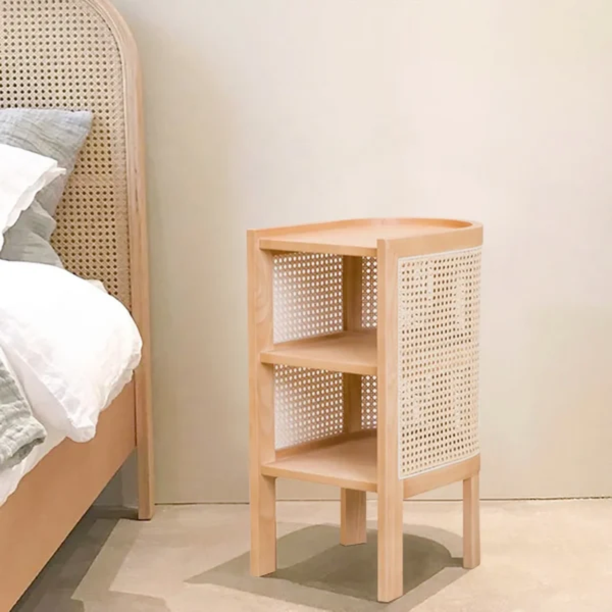 Klay Rattan Nightstand with natural wood - Image 1