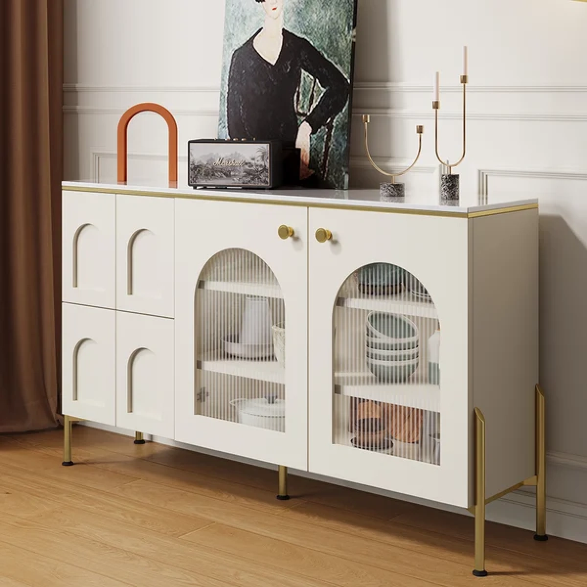 Credenza Sideboard Natural wood with Metal legs - Image 1