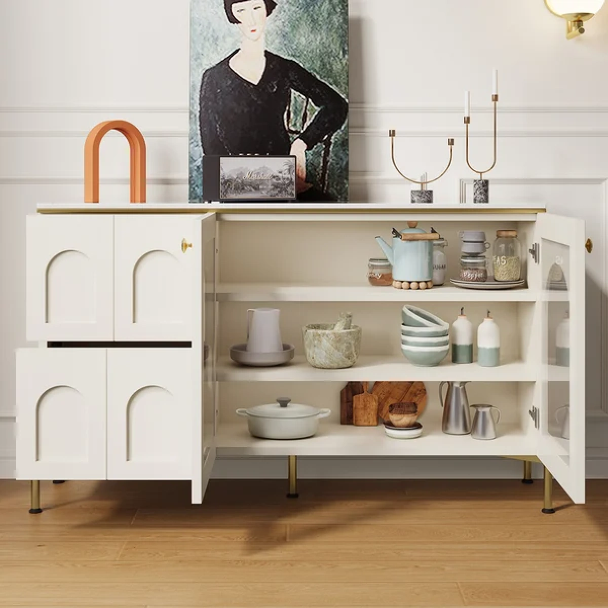 Credenza Sideboard Natural wood with Metal legs - Image 3