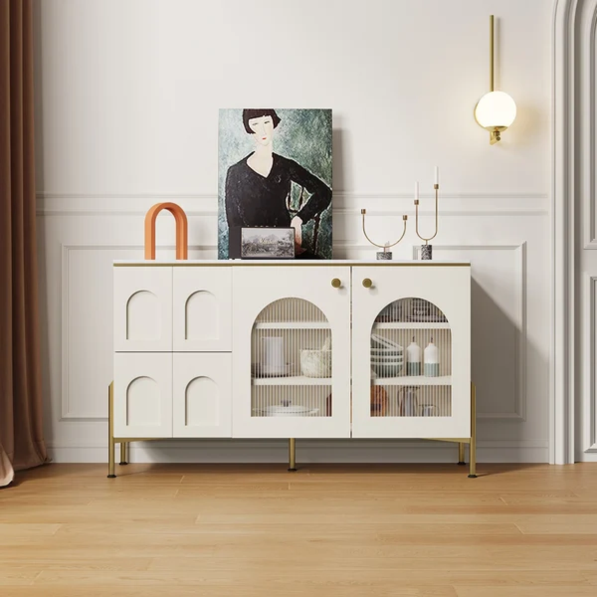 Credenza Sideboard Natural wood with Metal legs - Image 5