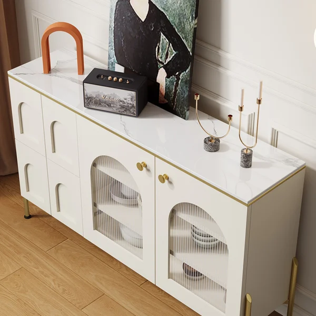 Credenza Sideboard Natural wood with Metal legs - Image 6