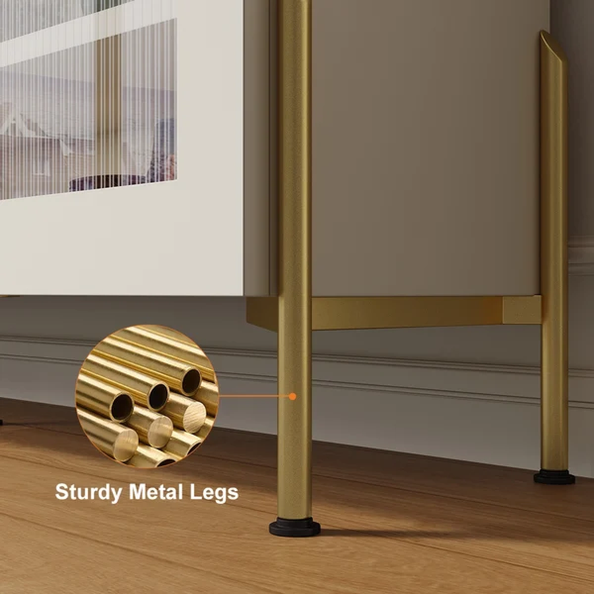 Credenza Sideboard Natural wood with Metal legs - Image 9