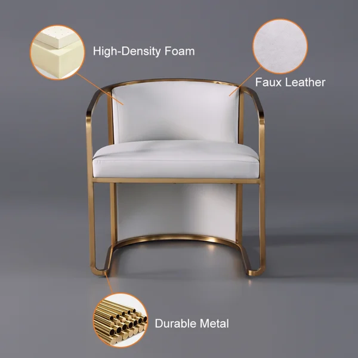 Louis Modern Metal chair and leather - Image 8