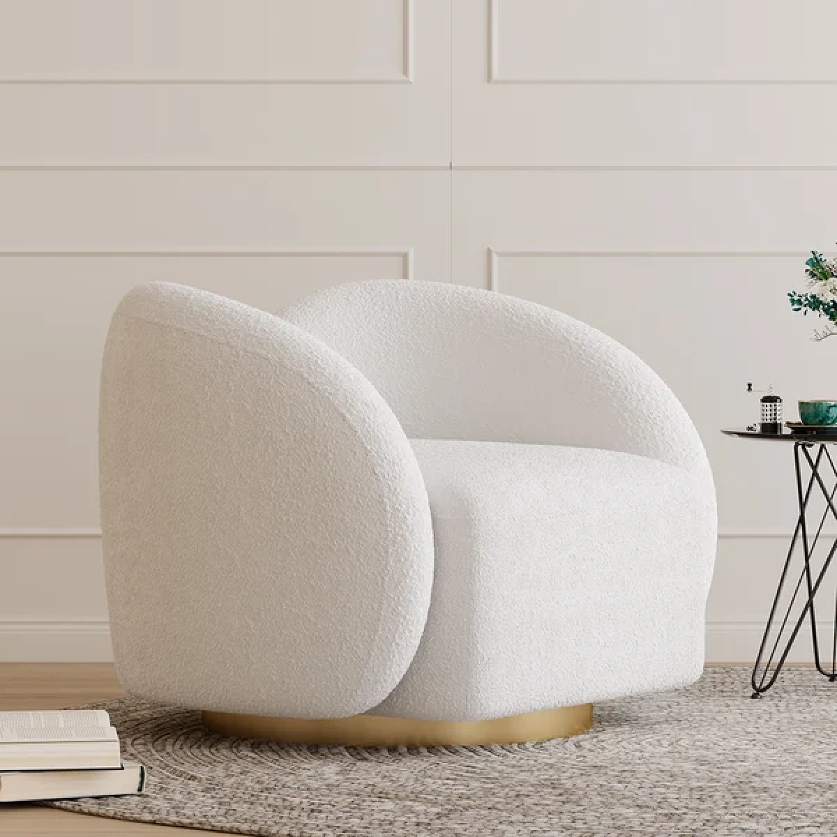 LouiseModern White Swivel Arm Chair - Image 1