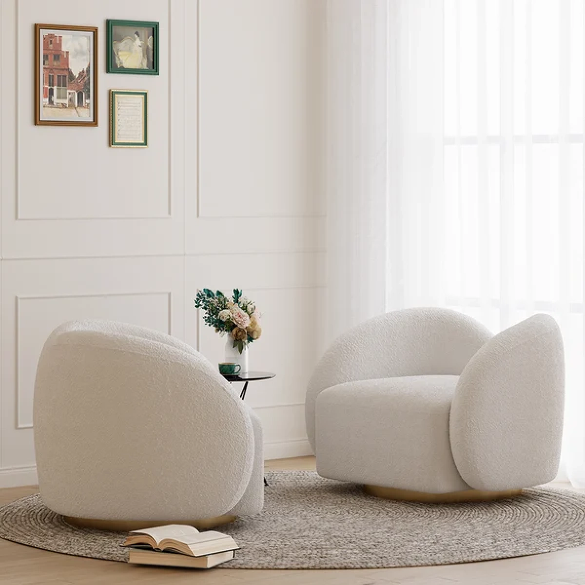LouiseModern White Swivel Arm Chair - Image 4