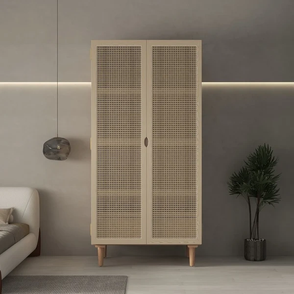 Gravy Wardrobe Natural wood with Rattan