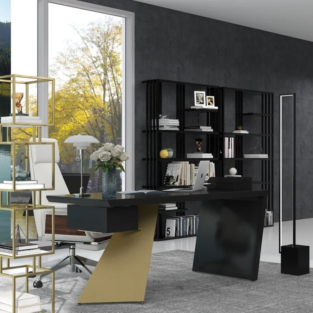 Cramphe Modern Desk with drawers - Image 7