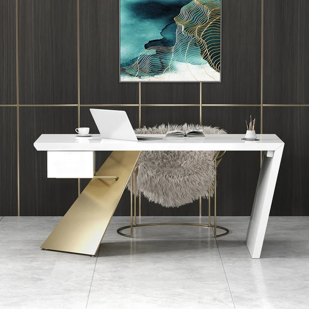 Cramphe Modern Desk with drawers - Image 16