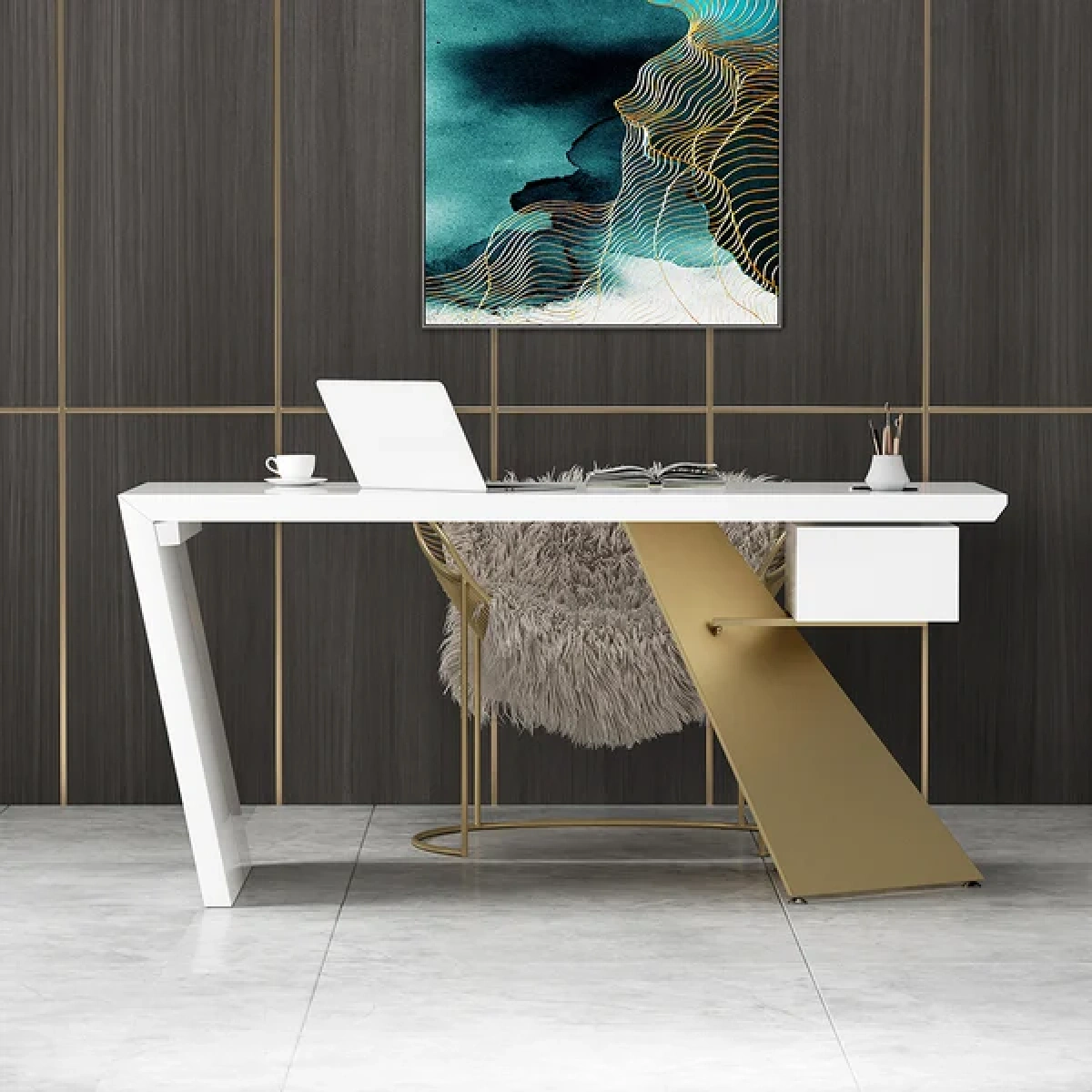 Cramphe Modern Desk with drawers - Image 17