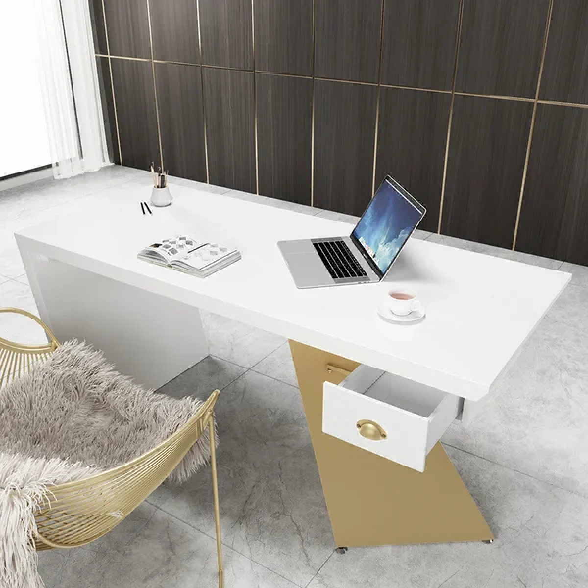 Cramphe Modern Desk with drawers - Image 19