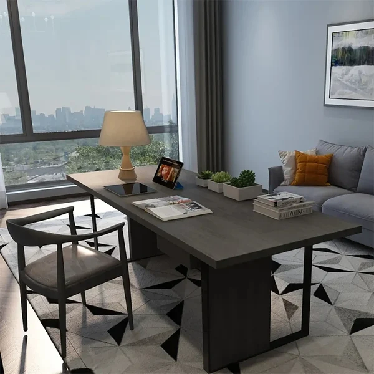 Remi Desk Natural wood with Metal - Image 2