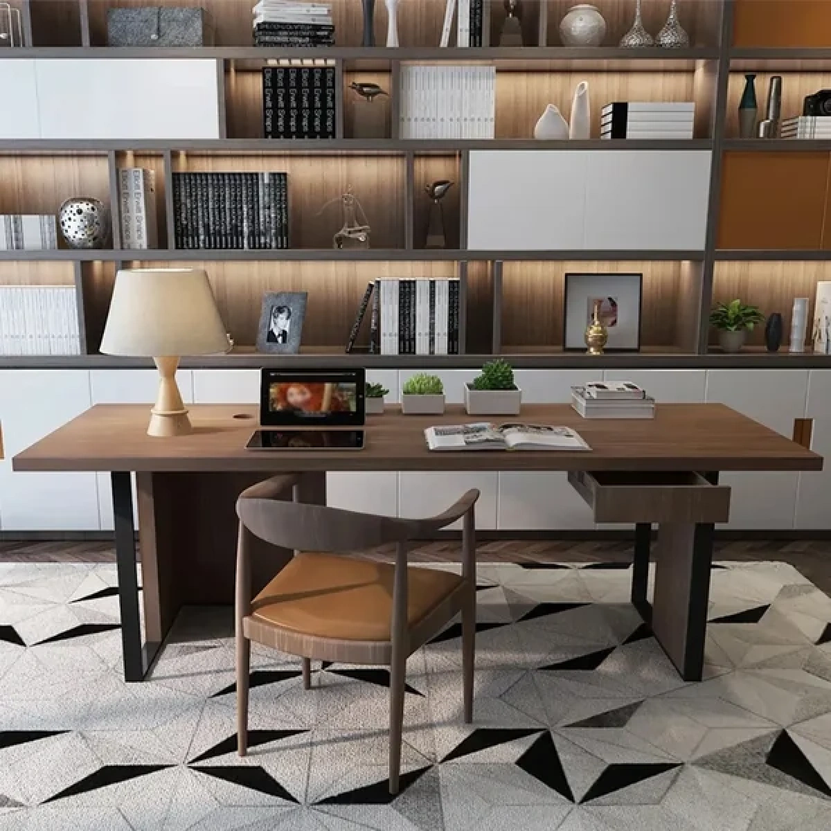 Remi Desk Natural wood with Metal - Image 6