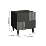 Denize Modern Black & Gray Nightstand - 2 drawers - Image 4