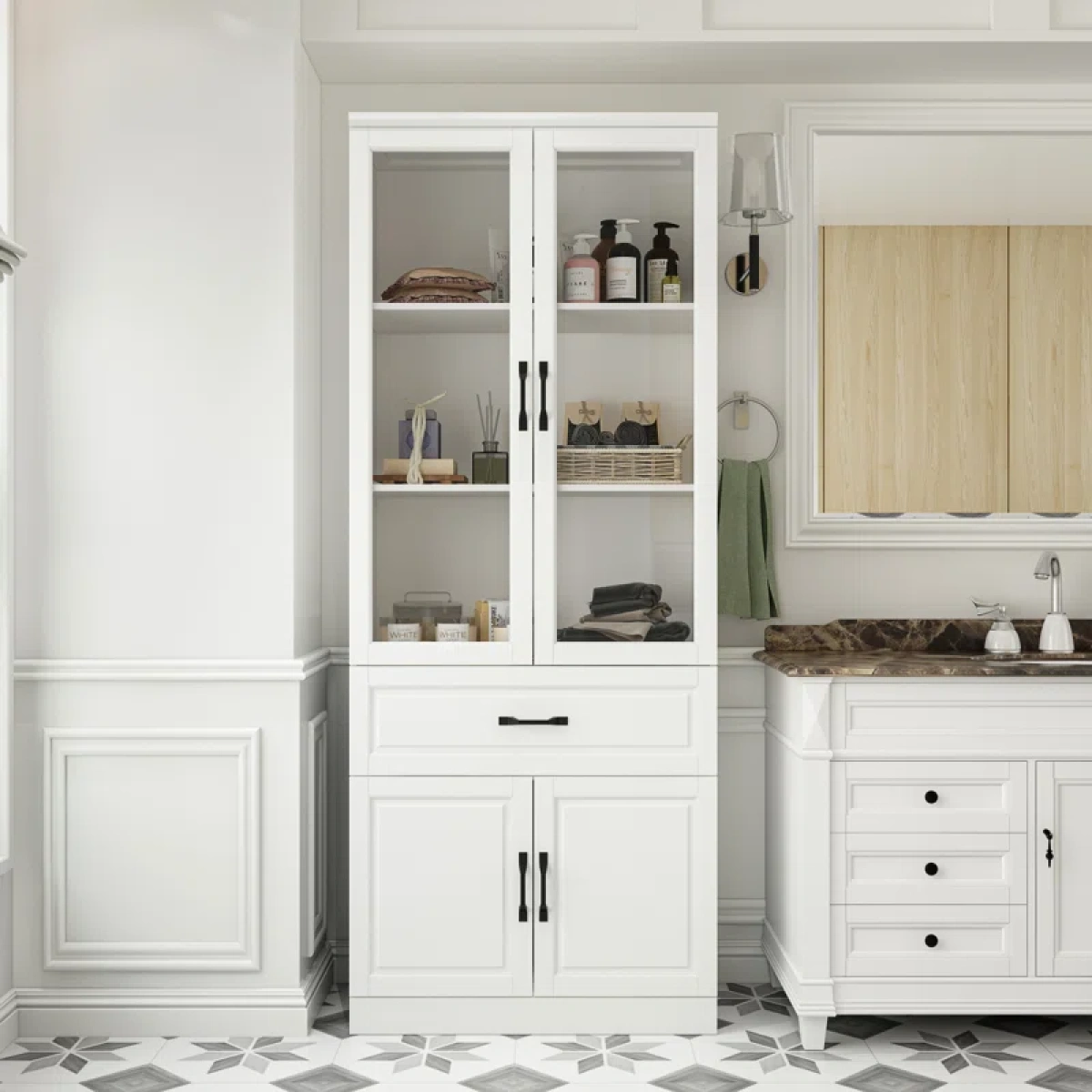 Razan Natural wood Bathroom cabinet - Image 1