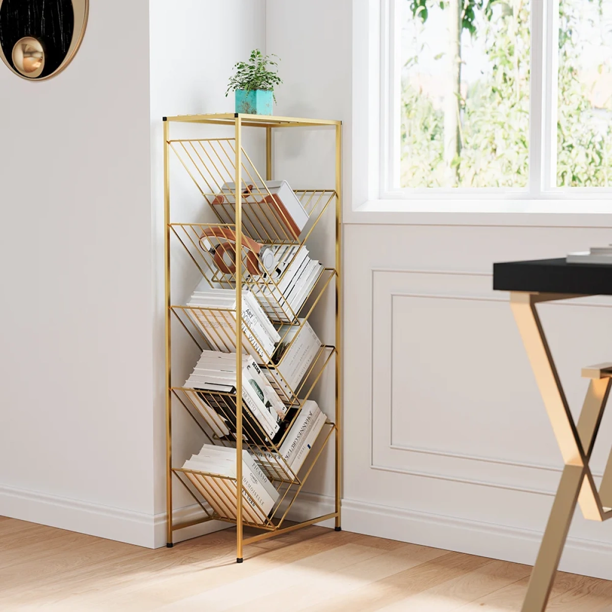 Value Bookcase with 4 Sloping Shelves - Made of Metal . - Image 5