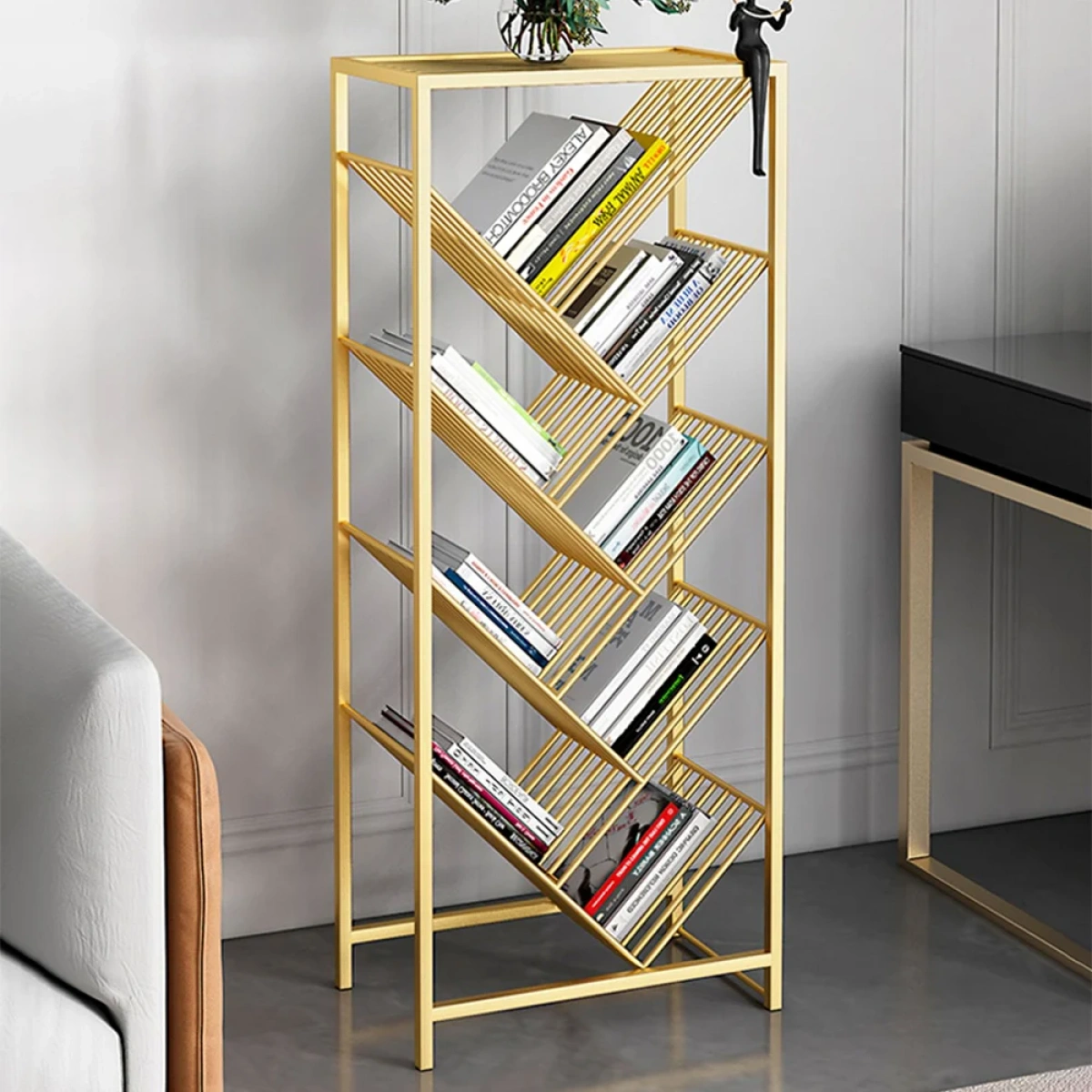 Value Bookcase with 4 Sloping Shelves - Made of Metal . - Image 6