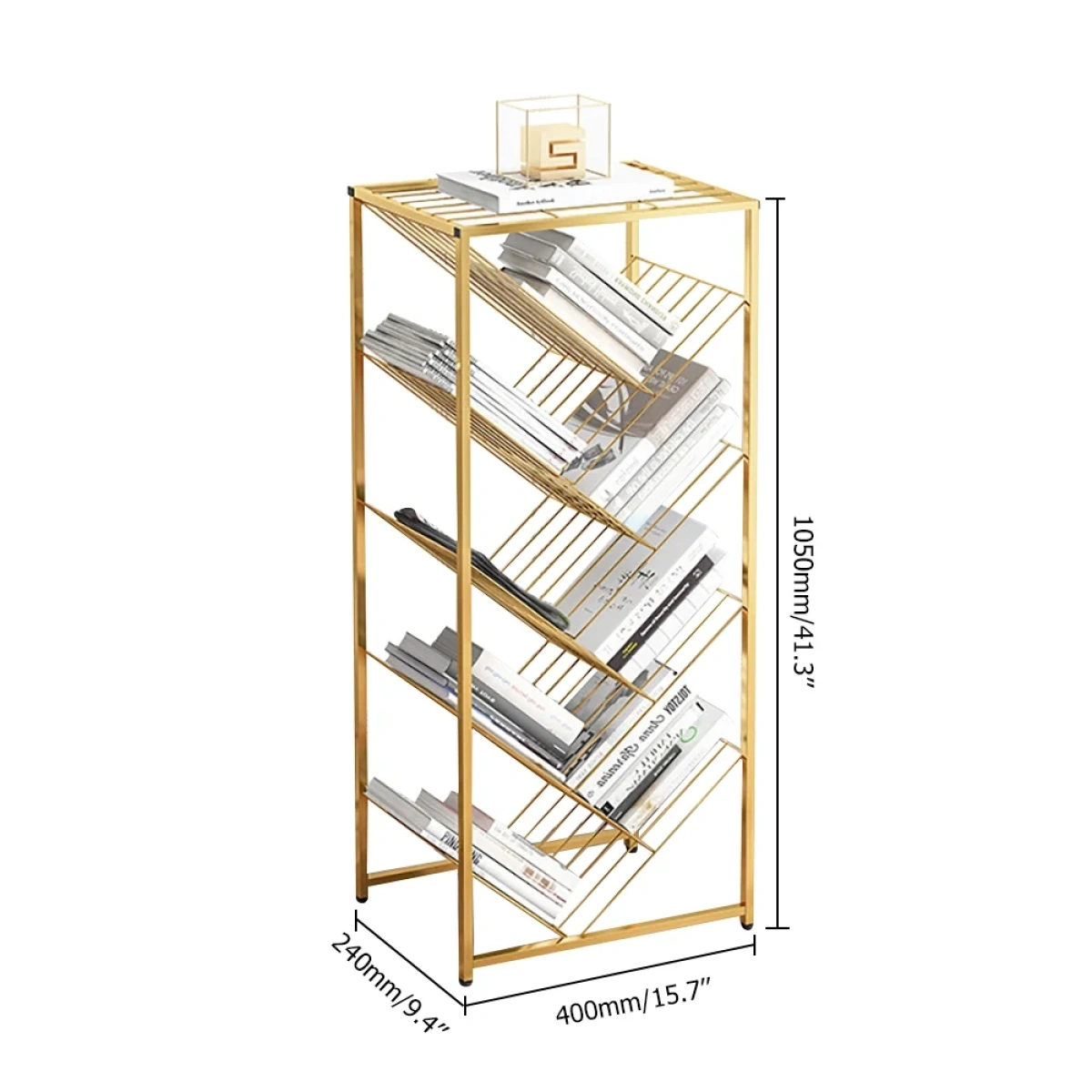 Value Bookcase with 4 Sloping Shelves - Made of Metal . - Image 4