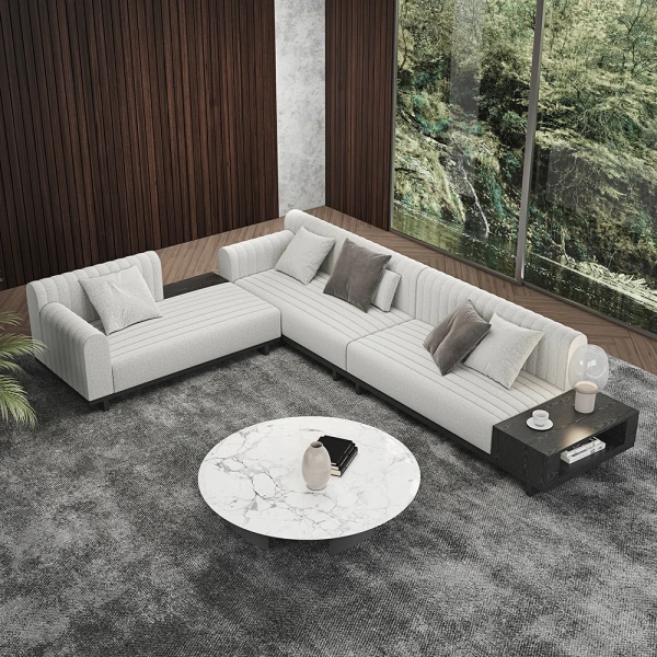 Bronze L-Shaped Sectional Natural wood