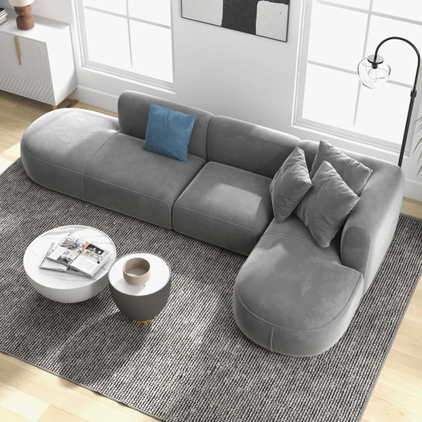 Gramfie L-Shaped Sectional Natural wood