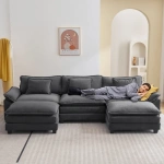 Plantos U Shaped Sectional Sofa - Natural wood - Image 2