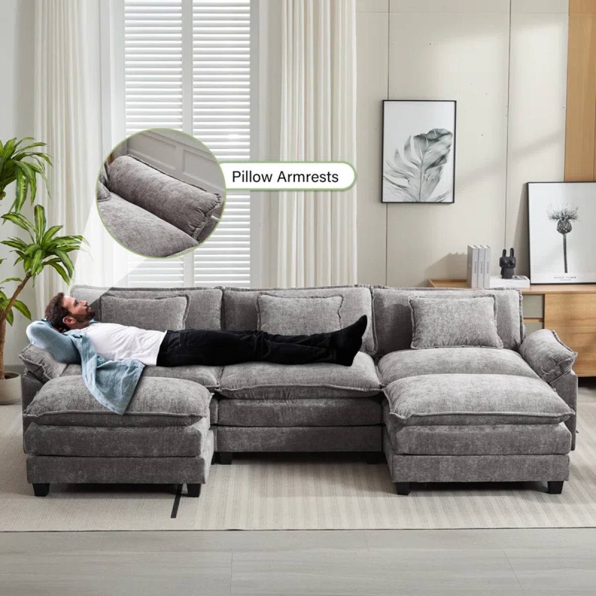 Plantos U Shaped Sectional Sofa - Natural wood - Image 8