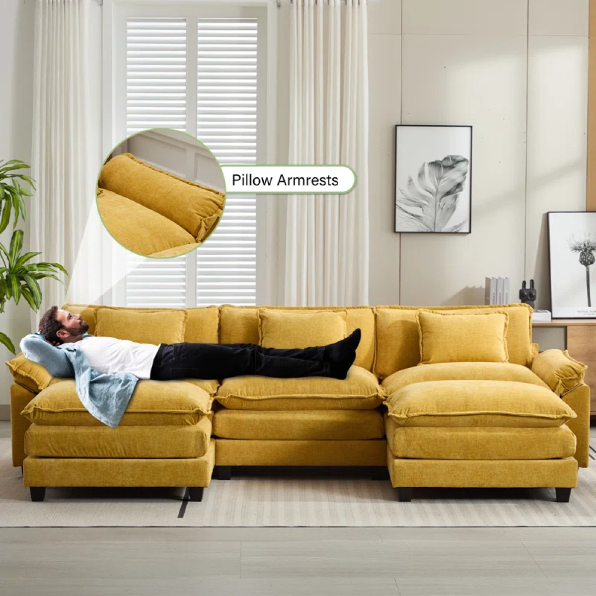 Plantos U Shaped Sectional Sofa - Natural wood - Image 12