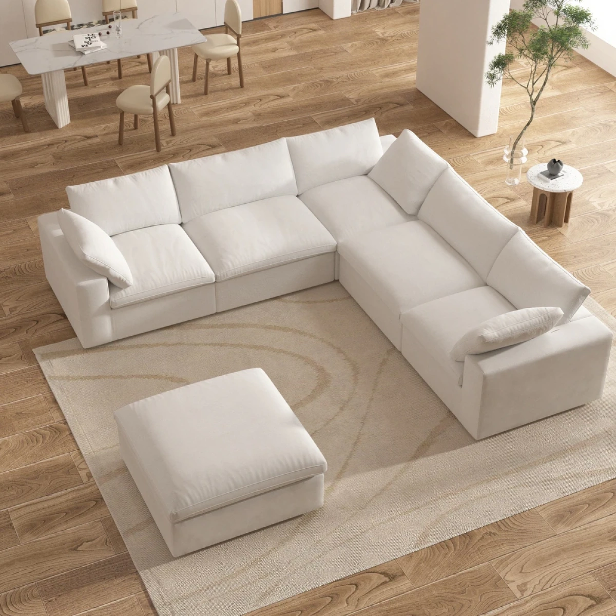 Delansy L-Shaped Sectional Natural wood - Image 1