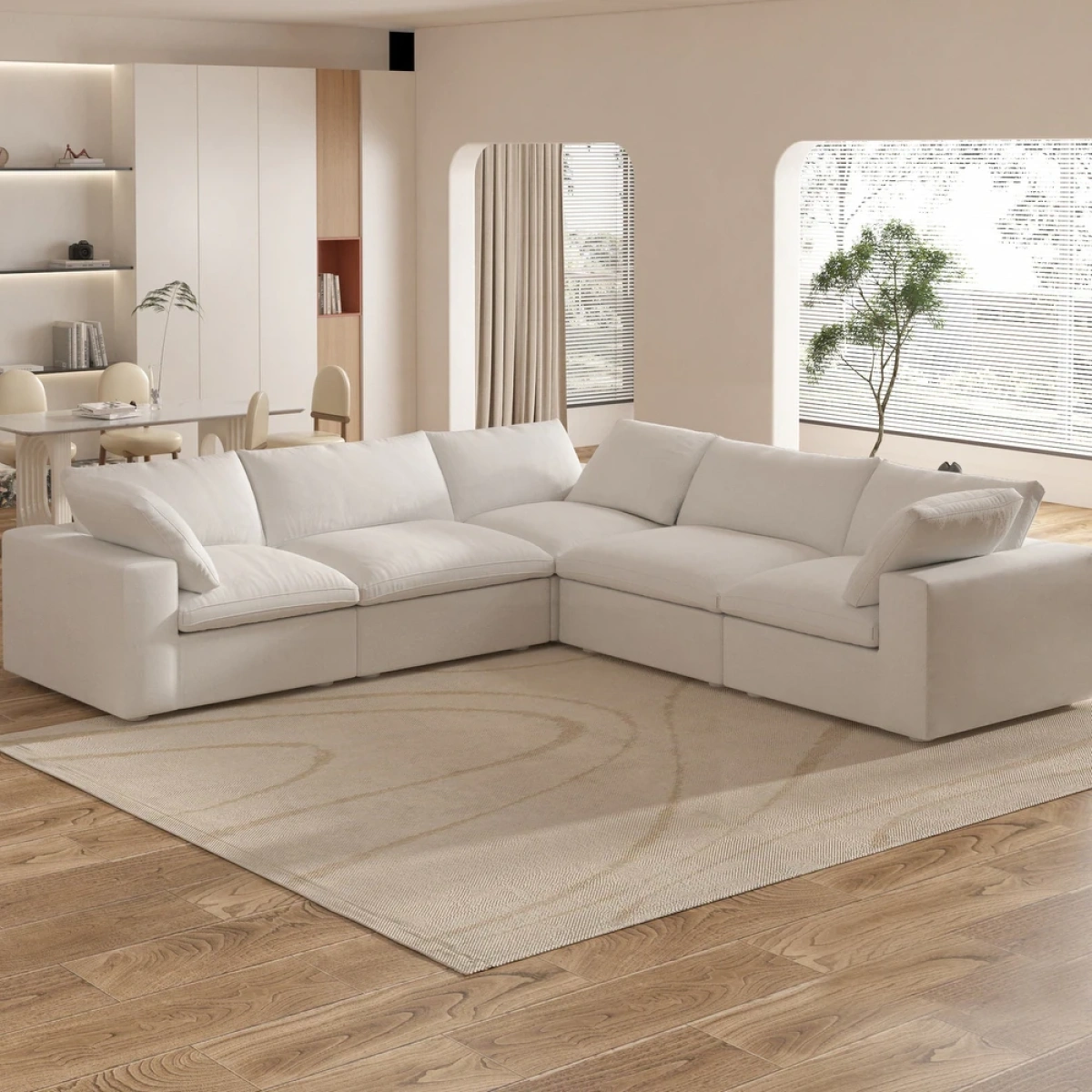Delansy L-Shaped Sectional Natural wood - Image 3