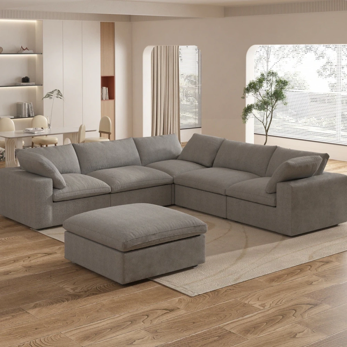 Delansy L-Shaped Sectional Natural wood - Image 10
