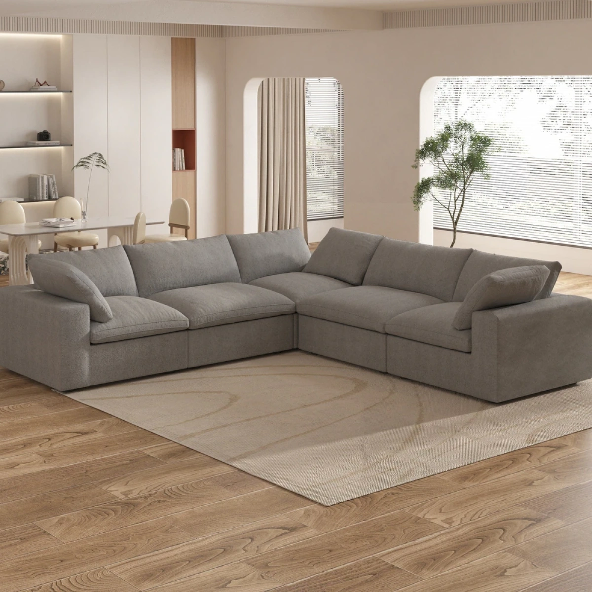 Delansy L-Shaped Sectional Natural wood - Image 11