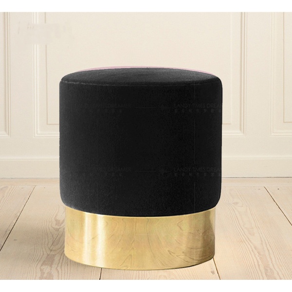 Rio pouf with plush fabric - black