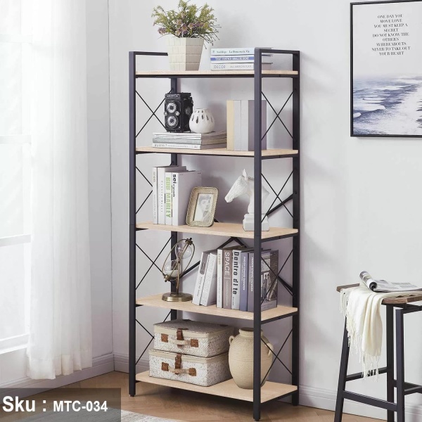 Melamine Wood Display Unit - MTC-034 -33cmX75cmX166cm - Beige Color