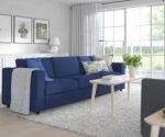 Beech wood and velvet fabric sofa - GLE-112