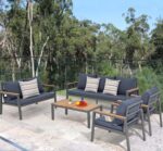 Iron x wood outdoor furniture set for up to 7 people - OS-287