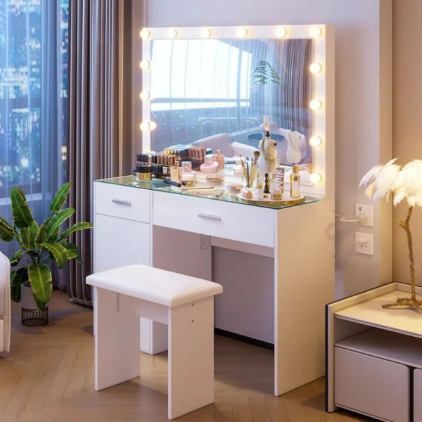 High quality MDF wood dresser with pouf - OSM-053