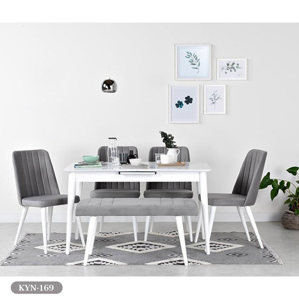 Dining table - 6 pieces of high quality beech wood - KYN-169 - Image 1