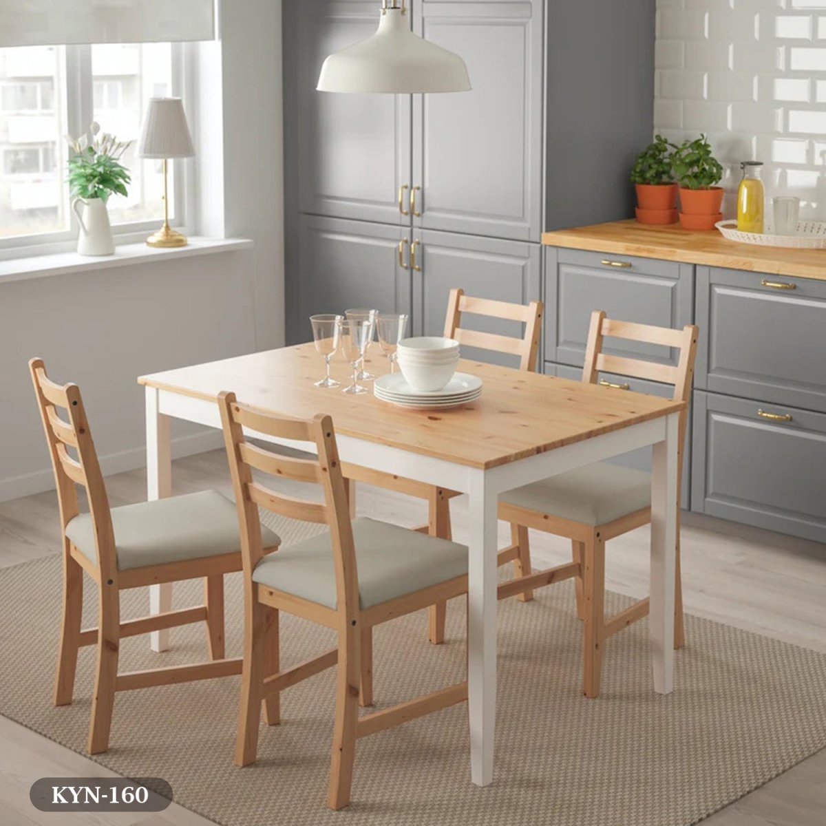 Dining table - 5 pieces of high quality beech wood - KYN-160 - Image 1