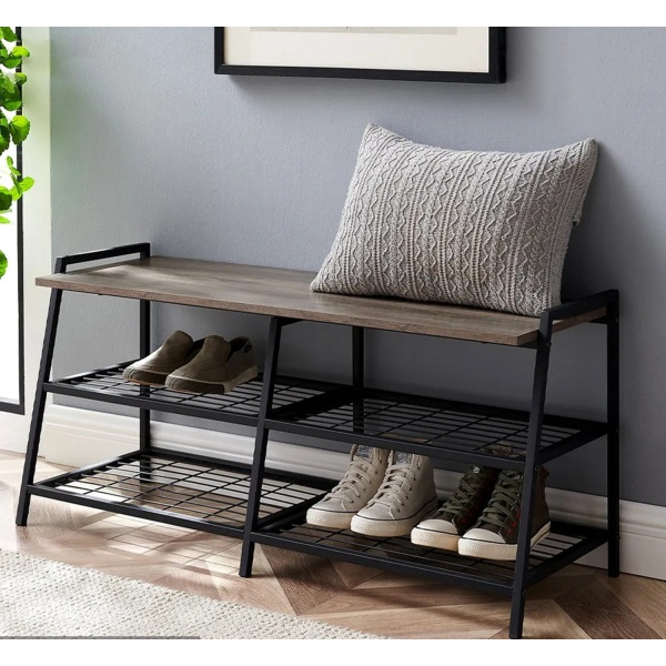 Shoe rack, steel and wood - SRS-029