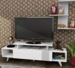 Torella TV unit with MDF wood upper shelf unit
