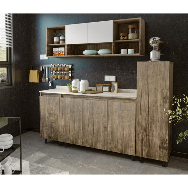 Two-piece kitchen with wood countertops and MDF wood - KYN-002