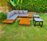 Beech wood corner sofa for 5 peop- OS-Wd-018