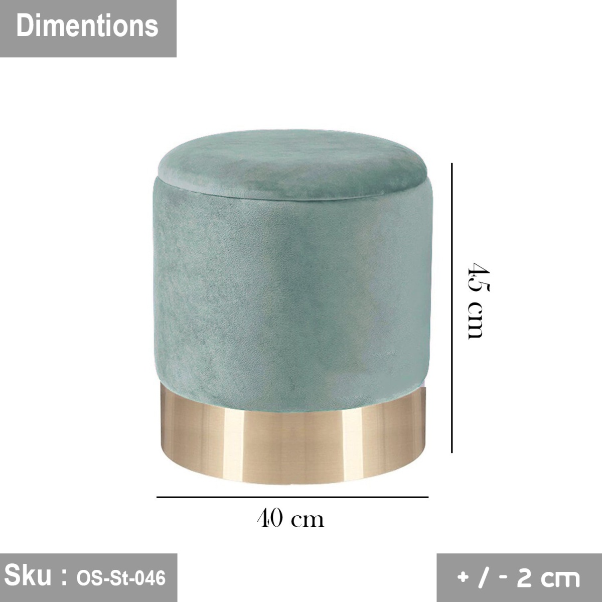 Pouf Rio with Plush Fabric - Turquoise - Image 2