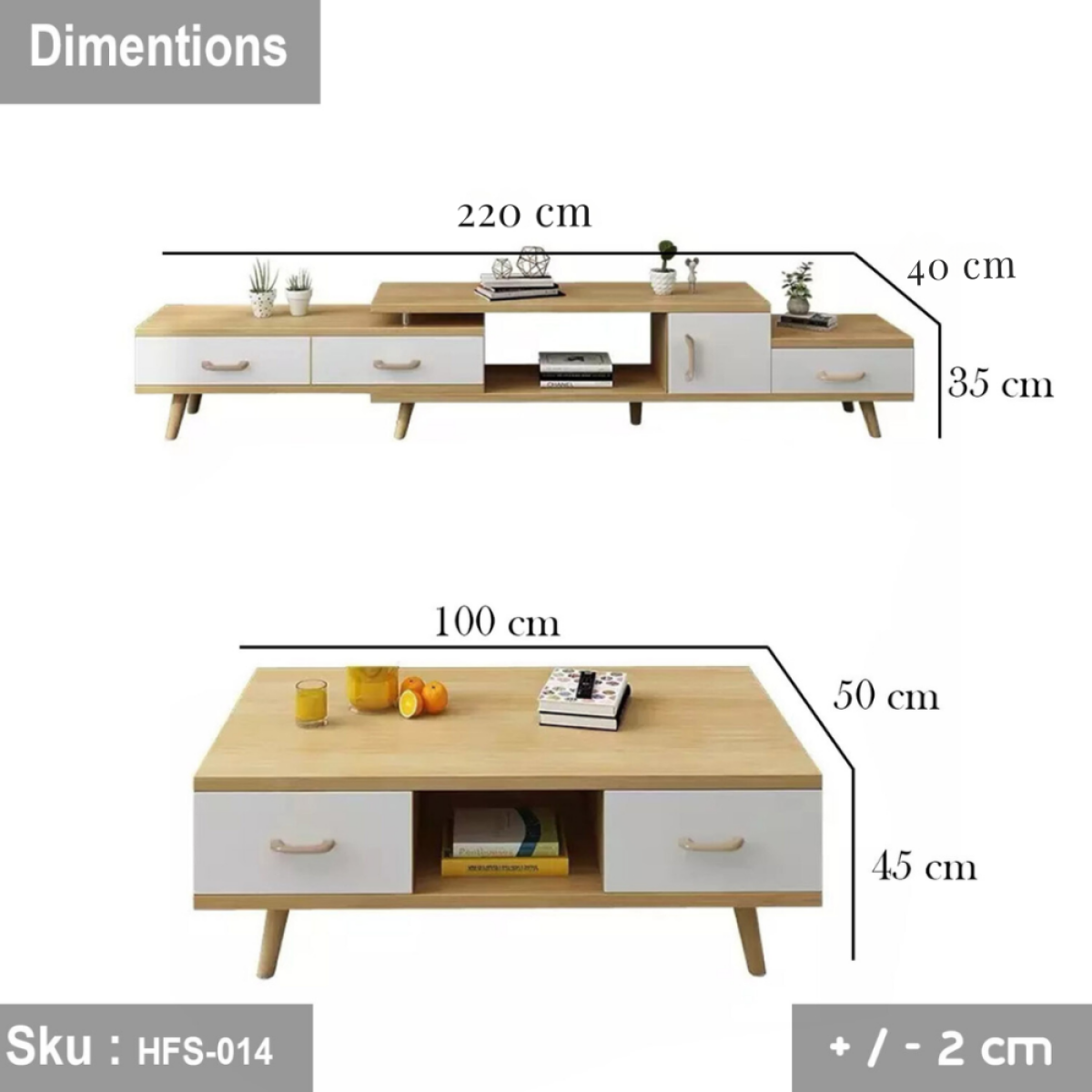 TV table and coffee table made of high-quality MDF wood - HFS-014 - Image 3