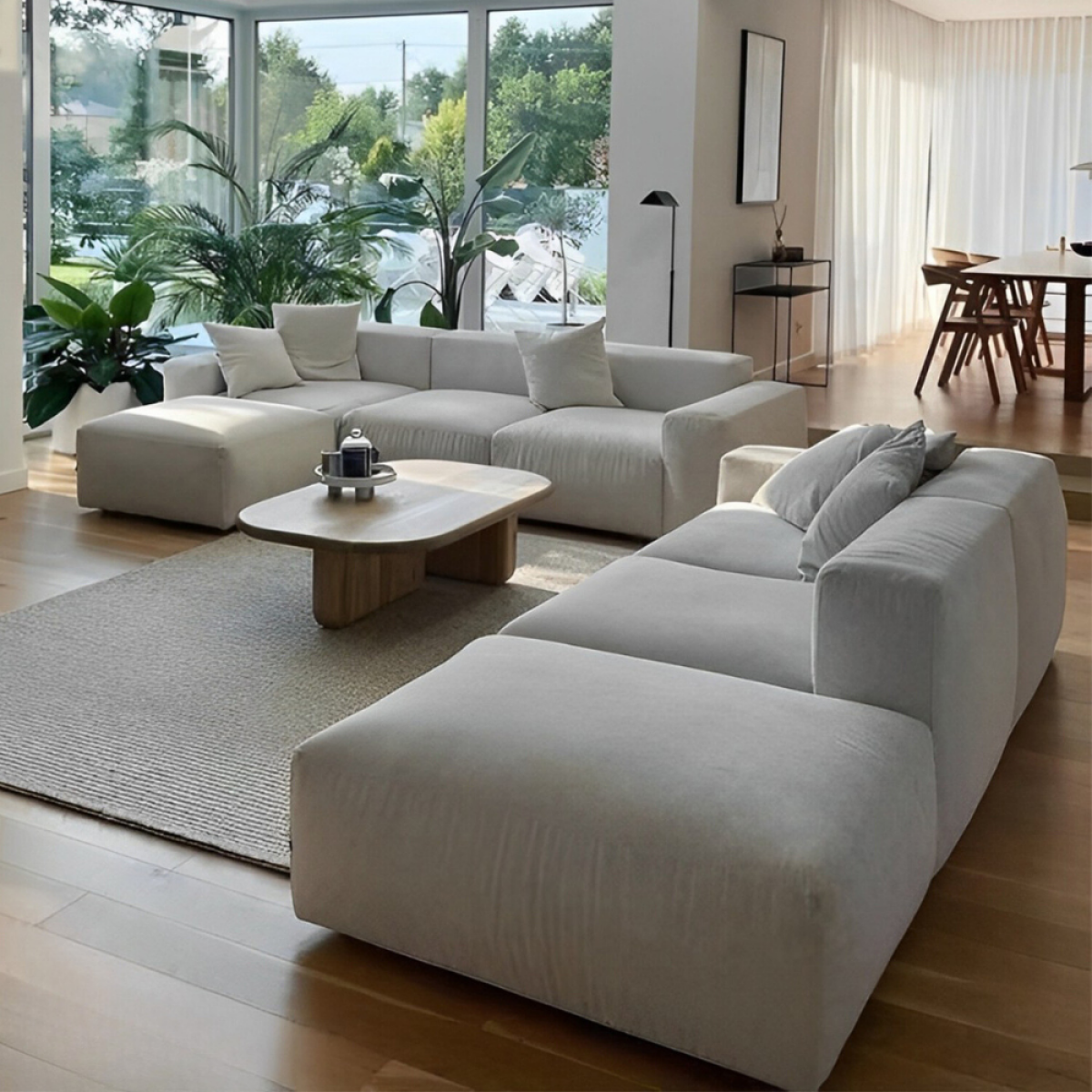 Beech wood corner with linen or velvet fabric - KYN-044 - Image 1