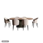 Dining table - 7 pieces, wooden counter - HBL surface - KYN-167 - Image 2