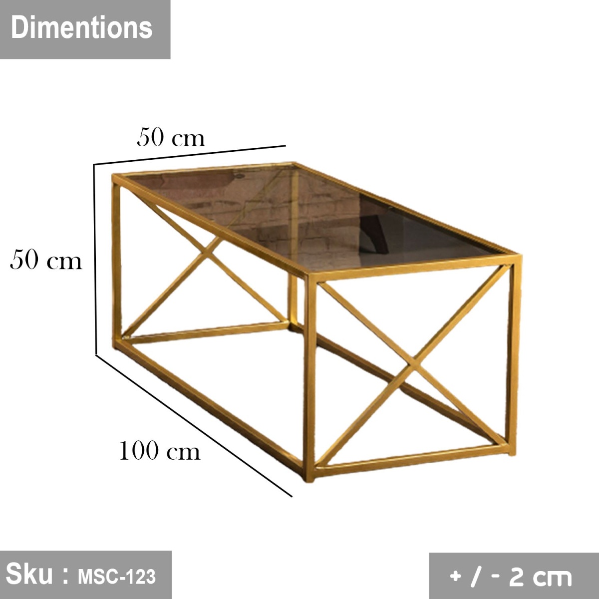Exoma coffee table 100 * 50 glass - Image 2