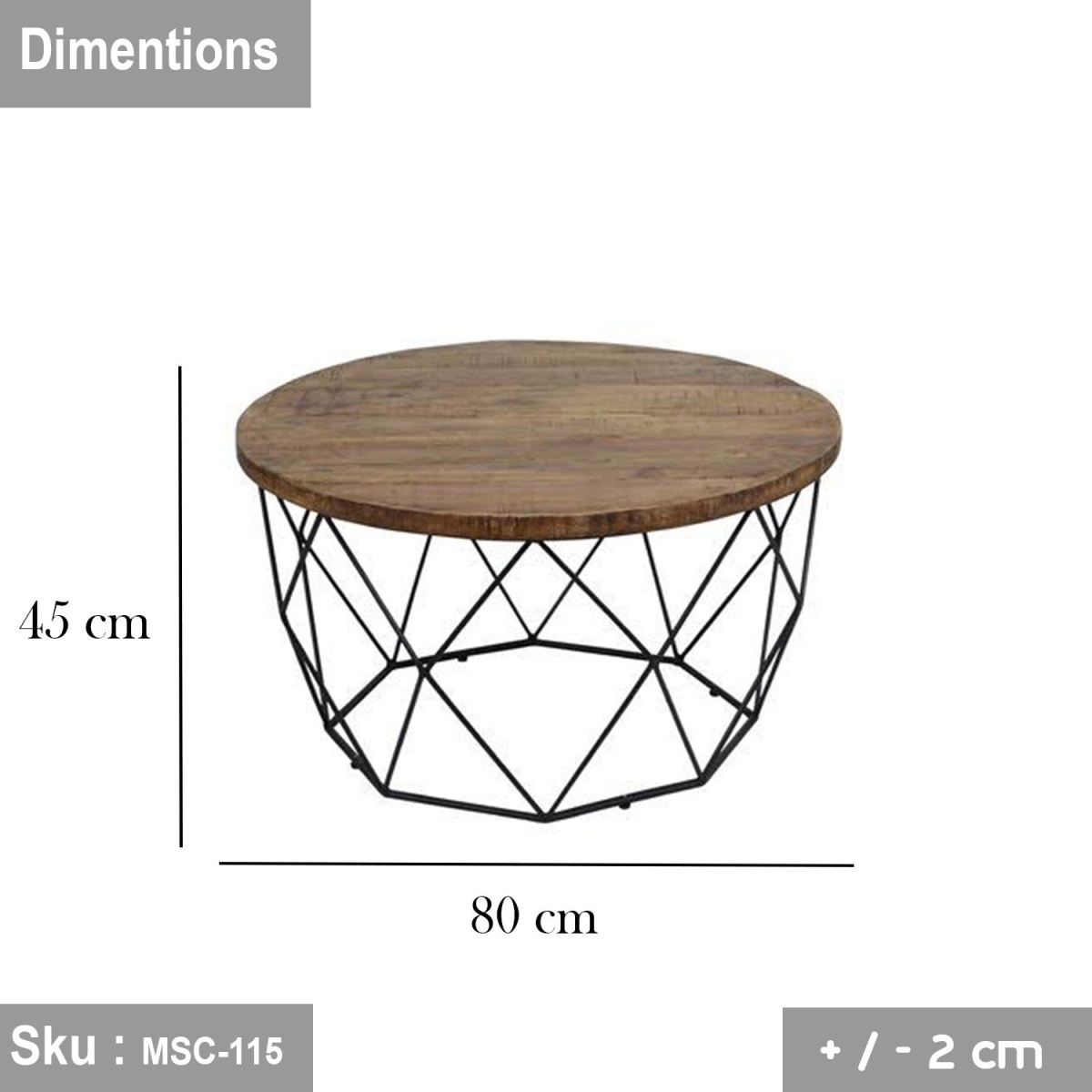 Paris coffee table 80 * 45 MDF wood - Image 2
